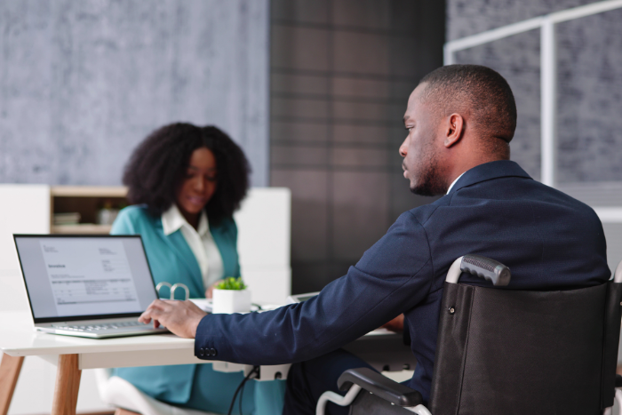 Black man and woman at work